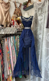 Ndyad Crew Neck Tulle Mermaid Lace Applique Open Back Party Dresses HZ1024