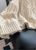 Ndyad Retro Twisted Round Neck Pullover Sweater for Women HZ1024