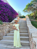 Ndyad Off-the-shoulder Sheath Chiffon Long Prom Dresses, Yellow Formal Evening Dresses HZ1024