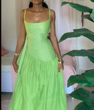 Ndyad Spaghetti Strap Ball Gown Chiffon Taffeta Long Prom Dresses, Green Formal Evening Dresses HZ1024