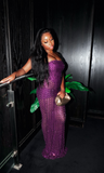 Ndyad Strapless Sheath Chiffon Long Prom Dresses, Purple Formal Evening Dresses HZ1024