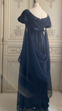 Ndyad Beateau Empire Dress Chiffon Long Prom Dresses, Navy Blue Formal Evening Dresses HZ1024