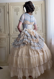 Ndyad Jewel Ball Gown Lace Chiffon Short Birthday Dresses Blue Sweet Two-Piece Lolita Dresses HZ1024