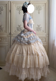 Ndyad Jewel Ball Gown Lace Chiffon Short Birthday Dresses Blue Sweet Two-Piece Lolita Dresses HZ1024