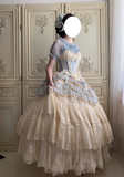 Ndyad Jewel Ball Gown Lace Chiffon Short Birthday Dresses Blue Sweet Two-Piece Lolita Dresses HZ1024