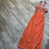 Ndyad Spaghetti Straps Sheath Beaded Chiffon Prom Dresses, Orange Formal Evening Dresses HZ1024
