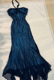Ndyad Halter Mermaid Long Prom Dresses Chiffon Beaded Dark Green Long Formal Dresses HZ1024