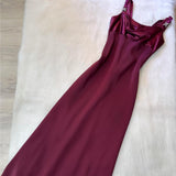 Ndyad Strap Sheath Long Prom Dresses Vintage Chiffon Grape Formal Dresses Wedding Guest Dresses HZ1024