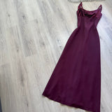 Ndyad Strap Sheath Long Prom Dresses Vintage Chiffon Grape Formal Dresses Wedding Guest Dresses HZ1024