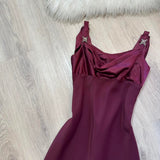 Ndyad Strap Sheath Long Prom Dresses Vintage Chiffon Grape Formal Dresses Wedding Guest Dresses HZ1024