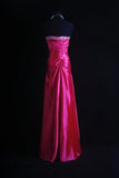 Ndyad Strapless Sheath Long Prom Dresses Taffeta Hot Pink New Year's Eve Dresses HZ1024