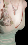 Ndyad Spaghetti Strap Sheath Long Prom Dresses Chiffon Green Wedding Guest Dresses HZ1024