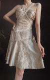 Ndyad V-neck Sheath Wedding Guest Dresses Satin Lace Birthday Dresses HZ1024