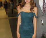 Ndyad Dark Green Homecoming Dresses Off-the-shoulder Bodycon Short Prom Dresses HZ1024