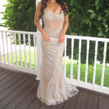 Ndyad Strapless Sheath Champagne Long Prom Dresses Rhinestone Tulle Birthday Dresses Champagne Evening Dresses HZ1024