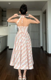 Ndyad Halter Neck A-line Formal Dresses Floral Birthday Dresses HZ1024