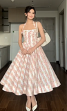 Ndyad Halter Neck A-line Formal Dresses Floral Birthday Dresses HZ1024