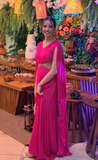 Ndyad V neck Sheath Chiffon Long Prom Dresses, Fuchsia Formal Evening Dresses HZ1024