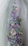 Ndyad Light Green Ball Gown Spaghetti Straps Quinceanera Dress Tulle Applique Sweet 16 Dress HZ1024