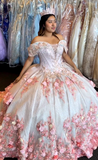 Ndyad Off-the-shoulder Ball Gown White Quinceanera Dress Tulle Applique Sweet 16 Dress HZ1024