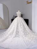 Ndyad Strapless Ball Gown Lace Wedding Dresses Beaded Bridal Gowns White Sleeveless Bridal Dresses HZ1024