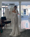 Ndyad Off-the-shoulder Ball Gown Tulle Wedding Dresses Applique Bridal Gowns White Long-sleeved Bridal Dresses HZ1024