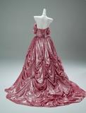 Ndyad Off-the-shoulder A-Line Long Prom Dress Satin Applique Pink Quinceanera Dresses Sweet 16 Dress HZ1024