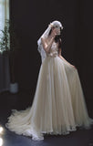 Ndyad Ball Gown Tulle Wedding Dress Strapless Applique Bridal Gown with Veil HZ1024