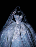 Ndyad Strapless Ball Gown White Luxury Wedding Dress Elegant Tulle Sequin Sleeveless Bridal Dress HZ1024