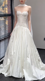 Ndyad Sweetheart Neck Two-Piece Luxury Wedding Dresses Elegant Applique Sleeveless Bridal Gowns HZ1024