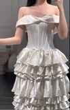 Ndyad Off-the-shoulder Sheath Luxury Wedding Dresses Elegant Satin Applique Bridal Gowns HZ1024