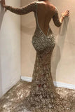 Ndyad V-neck Mermaid Tulle Long Prom Dresses, Open Back Formal Evening Dresses HZ1024