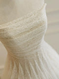 Ndyad Tulle Lace Sequin Light Champagne Simple Wedding Dresses HZ1024