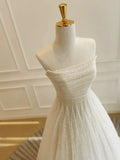 Ndyad Tulle Lace Sequin Light Champagne Simple Wedding Dresses HZ1024