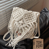 Ndyad Tassel Woven Shoulder Bag Crossbody Bag HZ1024