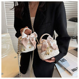 Ndyad style diamond chain mini square bucket bag HZ1024