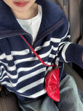 Ndyad lapel striped long-sleeved half-zip sweater HZ1024