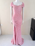 Ndyad Sweet Mermaid Dress Sequin Birthday Dress Princess Dress HZ1024