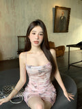 Ndyad slim backless camisole hip skirt with butterfly print HZ1024
