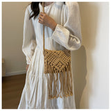 Ndyad Tassel Woven Shoulder Bag Crossbody Bag HZ1024