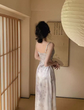 Ndyad lace-up suspenders sexy slim dress for women summer exposed waist hollow design skirt HZ1024