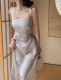Ndyad lace-up suspenders sexy slim dress for women summer exposed waist hollow design skirt HZ1024