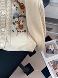 Ndyad twisted round neck embroidered cardigan HZ1024