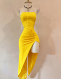 Ndyad Burgundy Strapless Party Dress Bodycon Satin Short Evening Gowns Sexy Birthday Dresses HZ1024