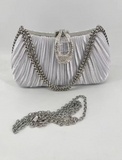 Ndyad Champagne Wedding Bag Sparkly Pleated Banquet Party Handbag HZ1024