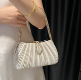 Ndyad Champagne Wedding Bag Sparkly Pleated Banquet Party Handbag HZ1024