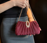 Ndyad Champagne Wedding Bag Sparkly Pleated Banquet Party Handbag HZ1024