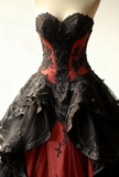 Ndyad Sweetheart Ball Gown Tulle Long Prom Dresses Tulle Red/Black Quincea?era Dresses 2025 Halloween Dress HZ1024