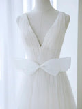 Ndyad Off Shoulder White Tulle Flower Long Prom Dress, Blue Long Formal Dress HZ1024