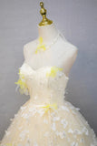 Ndyad Halter Neckline Tulle Floor Length Prom Dress, off-white A-Line Evening Formal Dress HZ1024